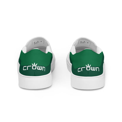 CROWN DOUBLE GREEN Men’s slip-on canvas shoes